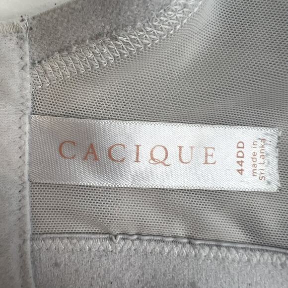 Cacique 44DD Bra Boost Plunge Underwire Floral Lace Cotton Full Figure Coverage - Picture 12 of 15